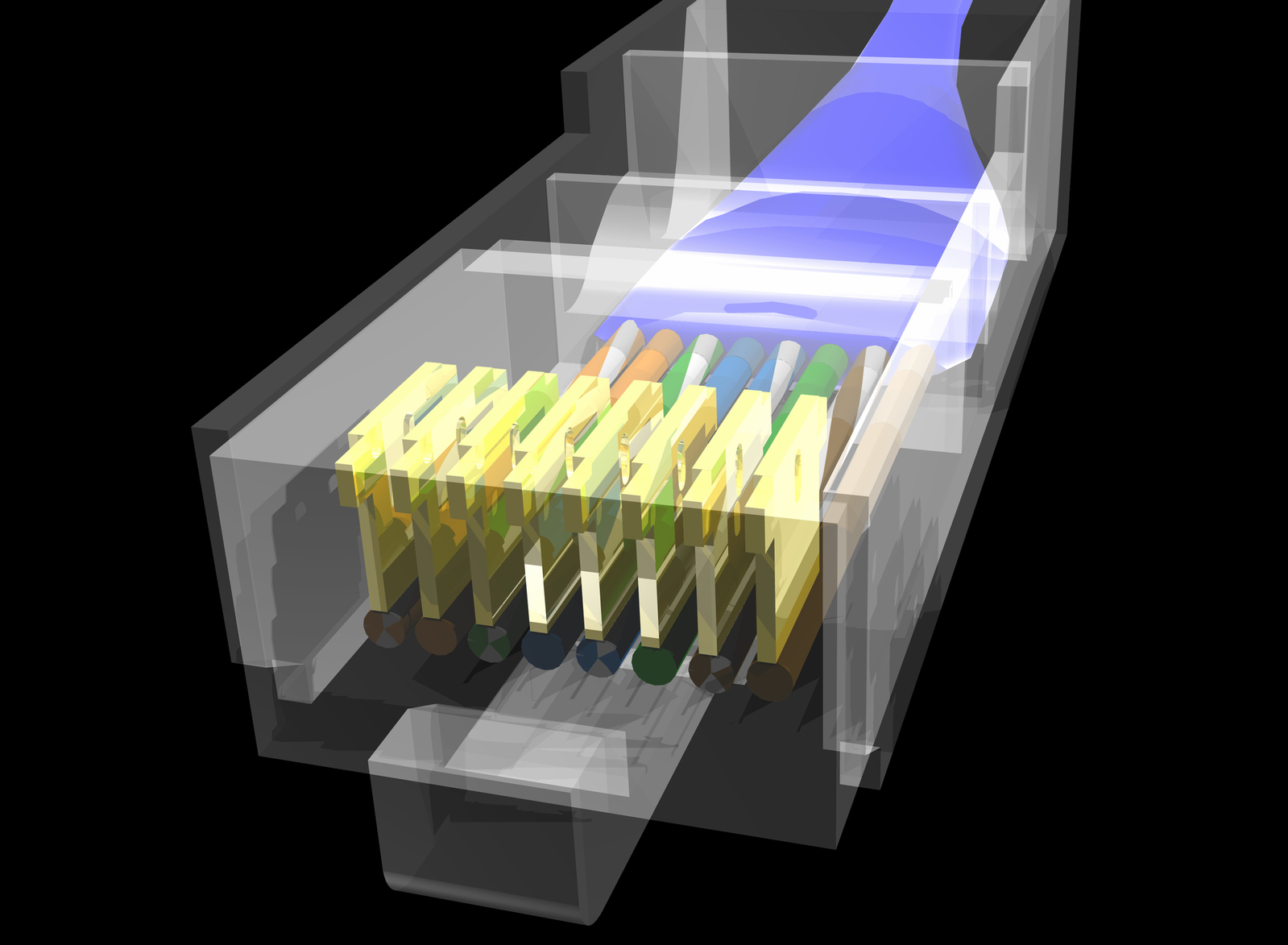 Inside of an ethernet cable